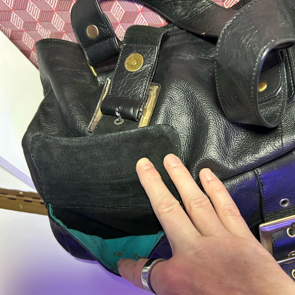 Chocolat Blu Black Shoulder Bag with Gold Accents - Picture 2 of 12